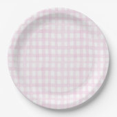 Preppy Grandmillennial Dolly and Me Pink Gingham Pappteller (Vorderseite)
