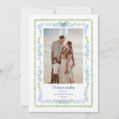 Preppy Grandmillennial Garland Weihnachts-Foto Feiertagskarte (Vorderseite)