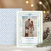 Preppy Grandmillennial Garland Weihnachts-Foto Feiertagskarte