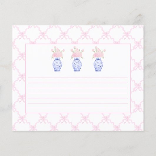 Preppy Grandmillennial Ginger Jar Bow Rezept Card (Rückseite)