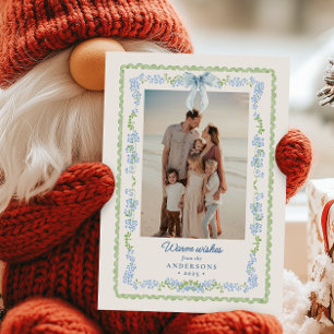 Preppy-Grandmillennial-Girlande-Weihnachtsfoto Feiertagskarte