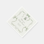 Preppy Grandmillennial Neutral Green Baby Shower Serviette (Ecke)