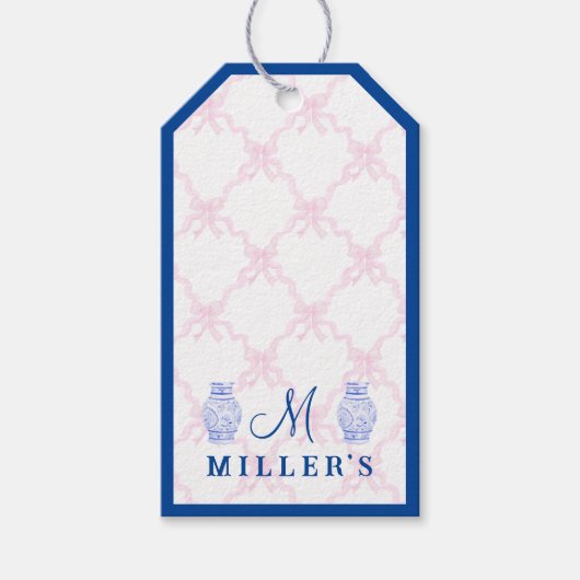 Preppy Grandmillennial Personalisiert Ginger Jar Geschenkanhänger (Vorderseite)