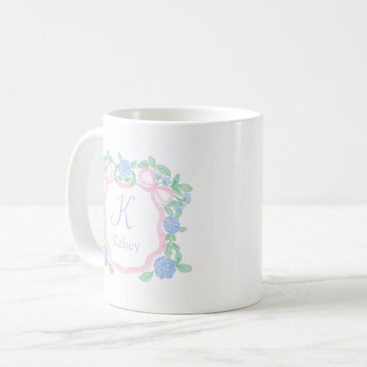 Preppy Grandmillennial Personalisiert Monogram Wap Kaffeetasse (Vorderseite Links)