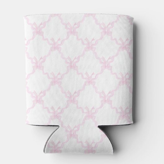 Preppy Grandmillennial Pink bow trellis Monogram Dosenkühler (Rückseite)