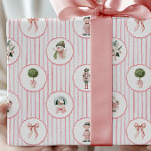 Preppy Grandmillennial Pink Nutcracker Weihnachten Geschenkpapier