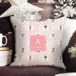 Preppy Grandmillennial Pink Nutcracker Weihnachten Kissen