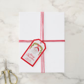 Preppy Grandmillennial Red Bows Garland Santa Geschenkanhänger (Mit Garn)