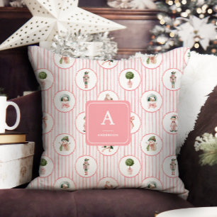Preppy Grandmillennial Rosa Nussknacker Weihnachte Kissen