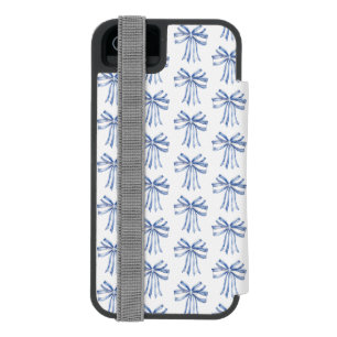 Preppy Grandmillennial Watercolor Blue Bows Incipio Watson™ iPhone 5 Geldbörsen Hülle