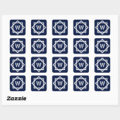 Preppy Graphic Border Monogram Quadratischer Aufkleber (Blatt)