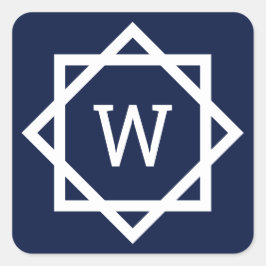 Preppy Graphic Border Monogram Quadratischer Aufkleber