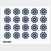 Preppy Graphic Border Monogram Runder Aufkleber (Blatt)