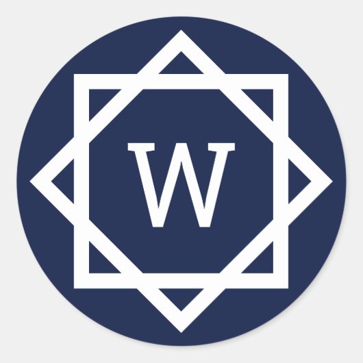 Preppy Graphic Border Monogram Runder Aufkleber (Vorderseite)