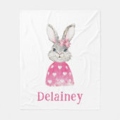 Preppy Gray Bunny Pink Heart Sweater Personalisier Fleecedecke (Vorderseite)
