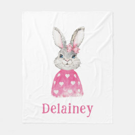 Preppy Gray Bunny Pink Heart Sweater Personalisier Fleecedecke