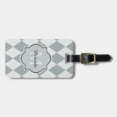 Preppy Gray Raute Girly Monogram und Name Gepäckanhänger (Vorderseite horizontal)