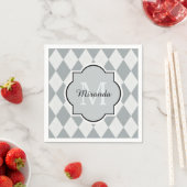 Preppy Gray Raute Girly Monogram und Name Serviette (Beispiel)