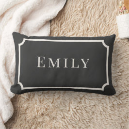 Preppy Gray & White Name Dorm Pillow Lendenkissen