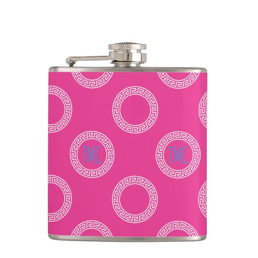 Preppy Greek Key Circles Studentinnenverbindung IN Flachmann (Vorderseite)