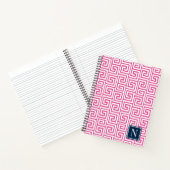 Preppy Greek Key Monogram – Hot Pink & Navy Notizblock (Innenseite)