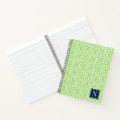 Preppy Greek Key Monogram – Lime Green & Navy Notizblock (Innenseite)