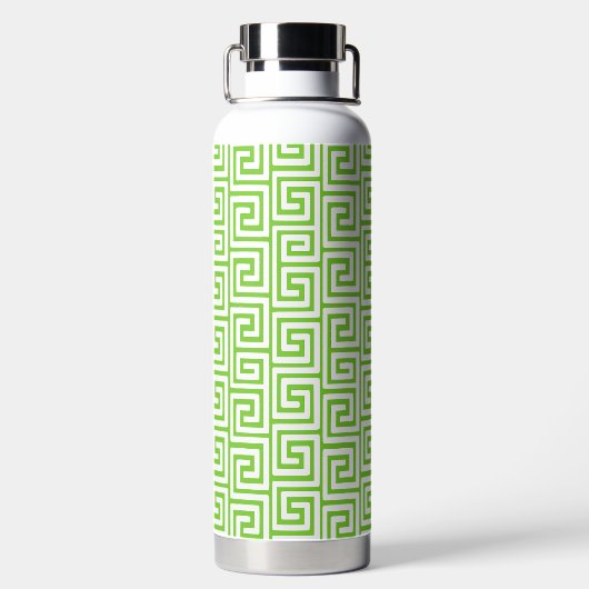 Preppy Greek Key Monogram - Lime Green & Navy Trinkflasche (Rückseite)