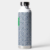 Preppy Greek Key Monogram - Navy & Green Trinkflasche (links)