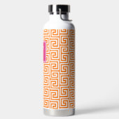 Preppy Greek Key Monogram - Orange & Hot Pink Trinkflasche (links)