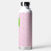 Preppy Greek Key Monogram - Pink & Lime Green Trinkflasche (links)