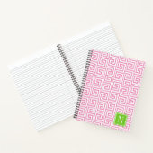 Preppy Greek Key Monogram – Pink & Lime Notizblock (Innenseite)