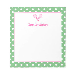 Preppy Green and Pink Tennis Notepad Notizblock