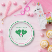 Preppy Green and Pink Wedding Pickleball Pappteller (Party)