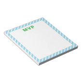Preppy Green & Blue Striping Personalisiert modern Notizblock (angewinkelt)
