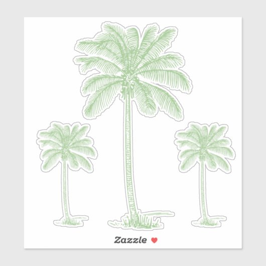 Preppy Green Coastal Palmetto Palmen Bäume Aufkleber (Blatt)