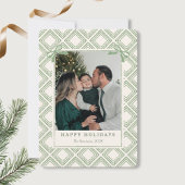 Preppy Green Diamond Pattern Holiday Card