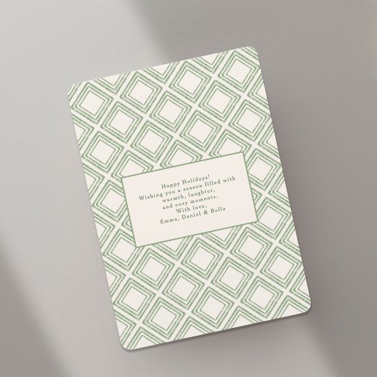 Preppy Green Diamond Pattern Holiday Card