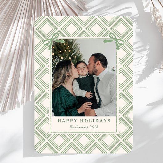 Preppy Green Diamond Pattern Holiday Card