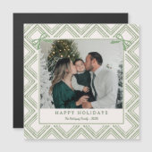 Preppy Green Diamond Pattern Holiday Magnetic Card Magnetkarte (Vorne/Hinten)
