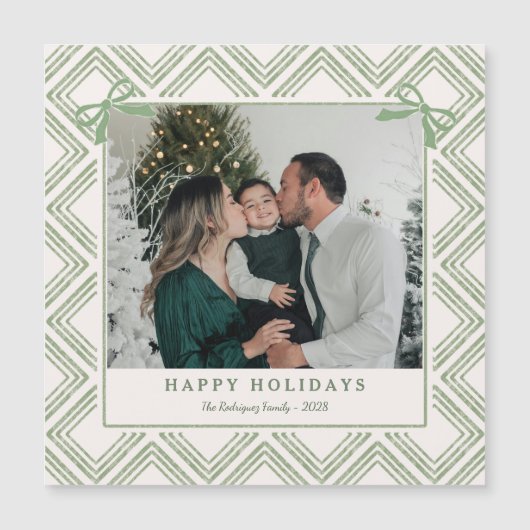 Preppy Green Diamond Pattern Holiday Magnetic Card Magnetkarte (Vorderseite)