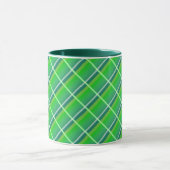 Preppy Green Gingham Kariert mit White Stripes Tas Tasse (Zentrum)