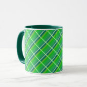 Preppy Green Gingham Kariert mit White Stripes Tas Tasse (Vorderseite Links)