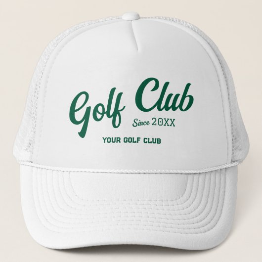 Preppy Green Golf Club Custom Wappen White Truckerkappe (Vorderseite)