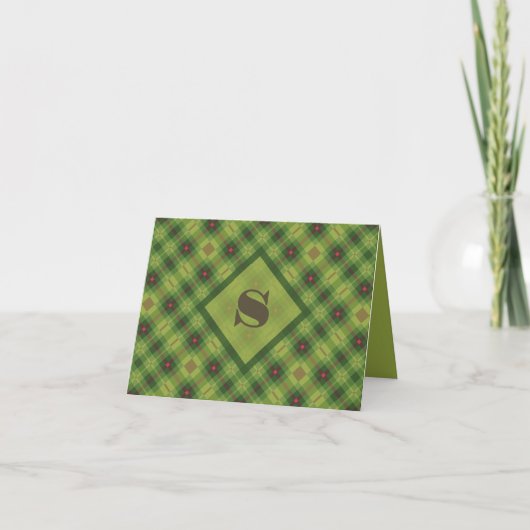 Preppy Green Karierte fette Monogramm geklappt (Vorderseite)
