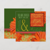 Preppy Green Orange Gerbera Floral Wedding Einladu Einladung (Vorne/Hinten)