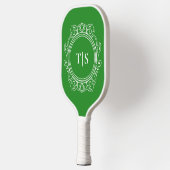 Preppy Green Ornate Classic Monogram Pickleball Schläger (Links)