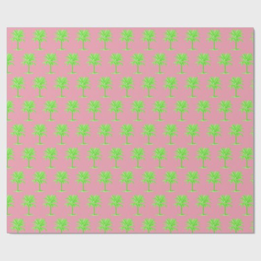 Preppy Green Palm Tree Geschenkpapier (Flach)