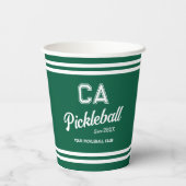 Preppy Green Pickleball Club Custom Wappen Party Pappbecher (Rückseite)