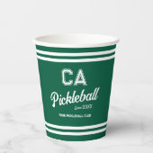 Preppy Green Pickleball Club Custom Wappen Party Pappbecher (Vorderseite)