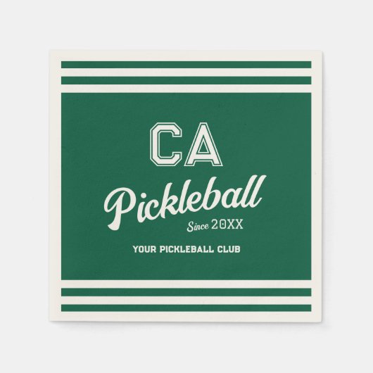 Preppy Green Pickleball Club Custom Wappen Party Serviette (Vorderseite)